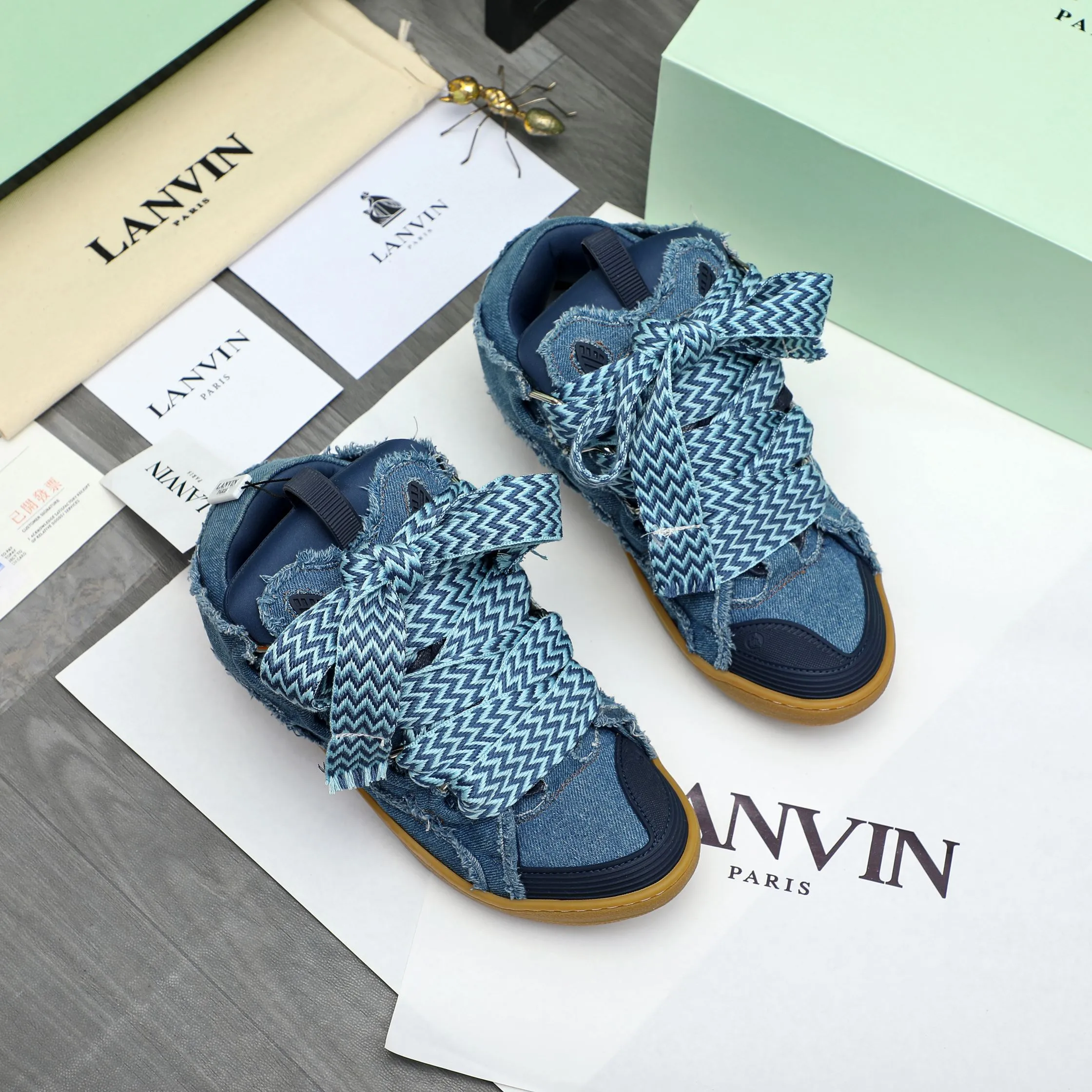Men's shoes 💰740 [Lanvin] Lanvin high-end quality original couple's casual shoes - Upper: imported denim spliced ​​Lycra breathable fabric - Inner: Lycra elastic lining - Outsole: original rubber outsole - Super high quality control·Fine workmanship: highlighted (high-end·luxury·grade) -Size: 36-45 (45 can be customized)